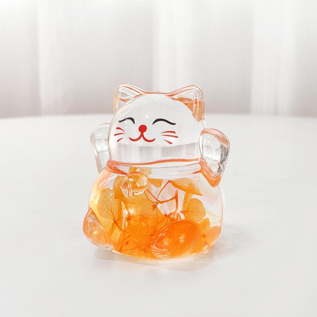 Luminous Glitter Lucky Cat Desktop Figurine with Flowing Sand