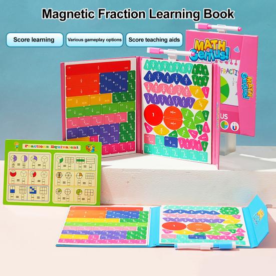 1 Set Magnetic Fraction Demonstration Book Fraction Learning Magnetic Tiles Circles Educational Fraction Puzzle Teaching Aid Math Manipulatives