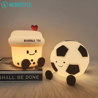 Cute Football Silicone Night Light Rechargeable Timing Nursery Sleeping Lamp 3 Level Dimmable Touch Sensor Bedside Table Lamp