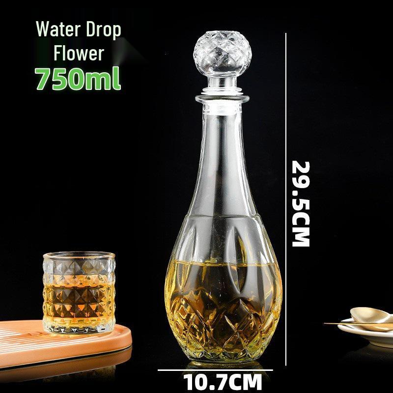 European Crystal XO Glass Decanter: Transparent Whiskey and Wine Bottle
