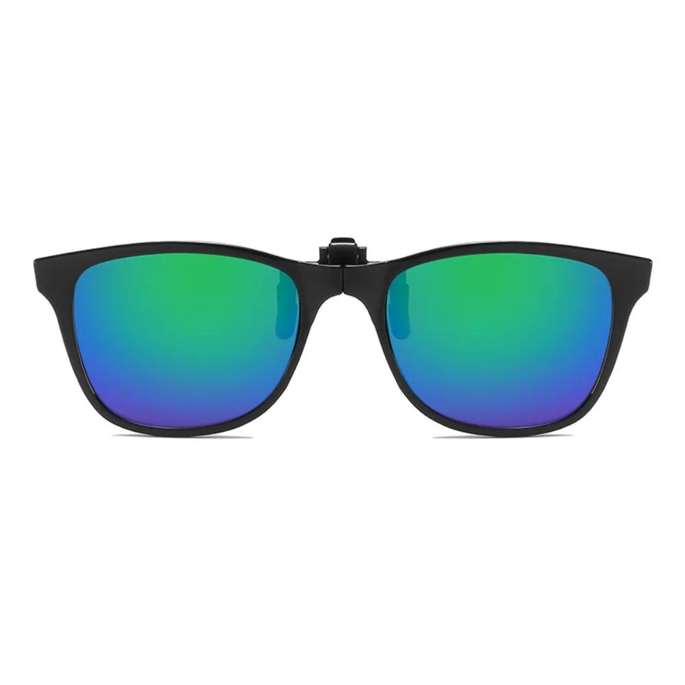

Vintage Square Clip On Sunglasses foldable Ultra Light Anti Blue Light Glasses Anti Glare Flip Up Competitive Games Goggles зелёный