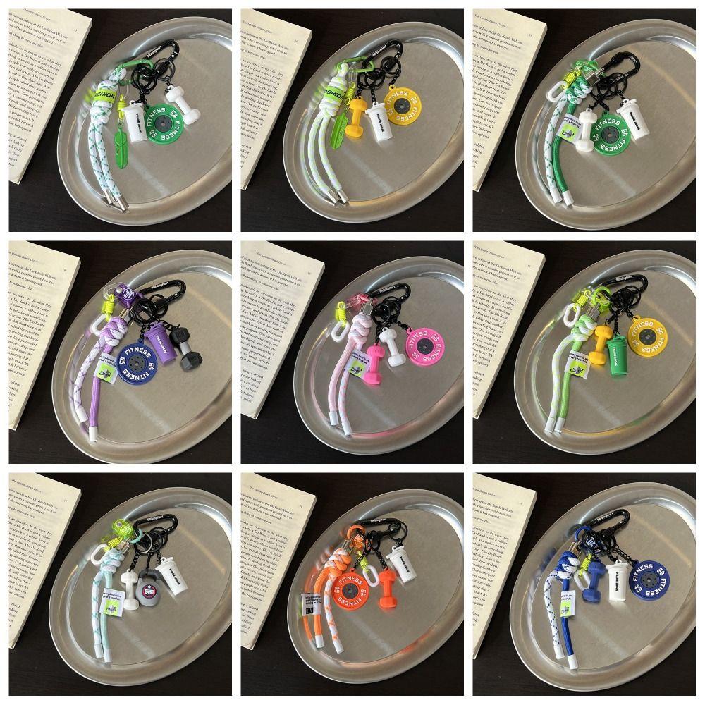 with D-shaped Buckle Fitness Series Pendant Colorful Simulation Dumbbells Keyring  Friends