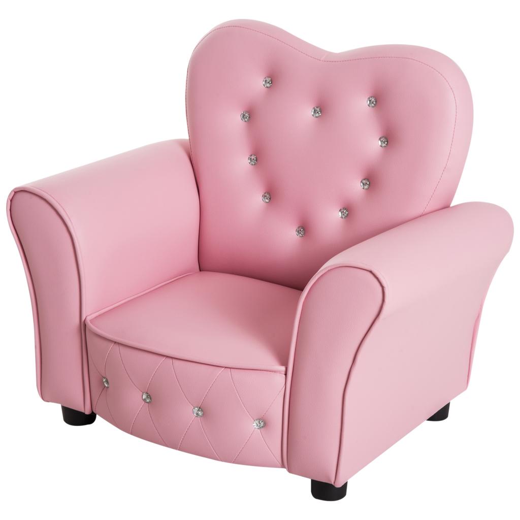 Kids Armchair Toddler Chair Seating Relax Playroom Seater Girl Princess Pink