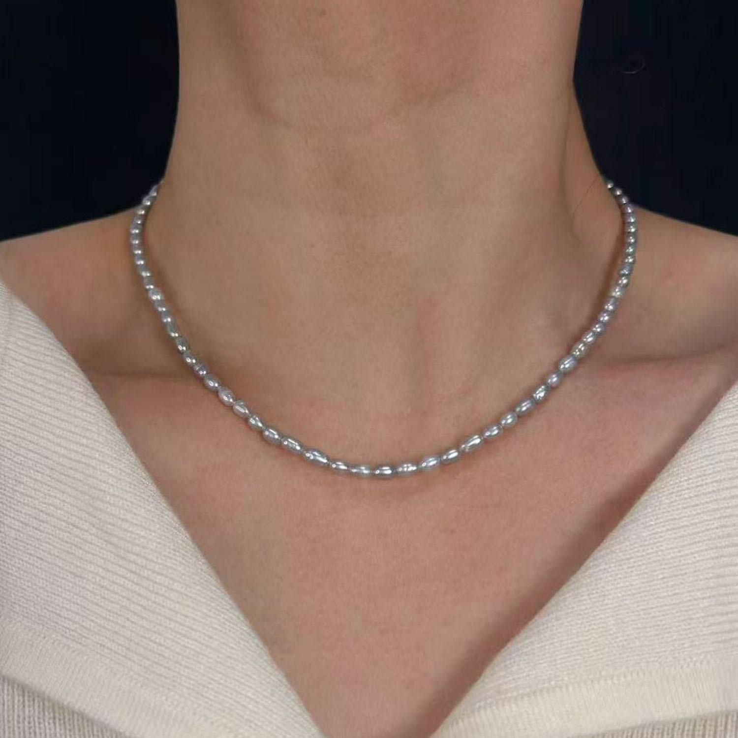 Натуральное пресноводное жемчужное ожерелье серое особой формы барочное шейная цепочка неправильной формы простая и универсальная цепочка для свитера