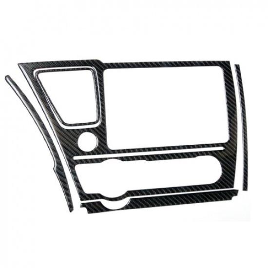 5Pcs For Honda Civic Coupe 2013-15 Carbon Fiber GPS Navigation Panel Cover Trim