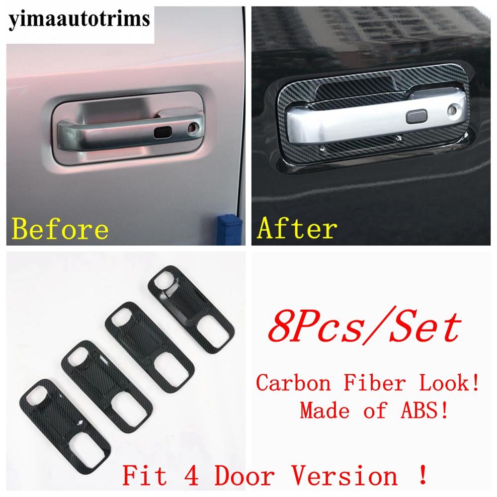 Side Door Handle Bowl Frame Decorative Sequ Cover Trim For Ford F-150 / Raptor 2015 - Chrome / Carbon Fiber Accessories