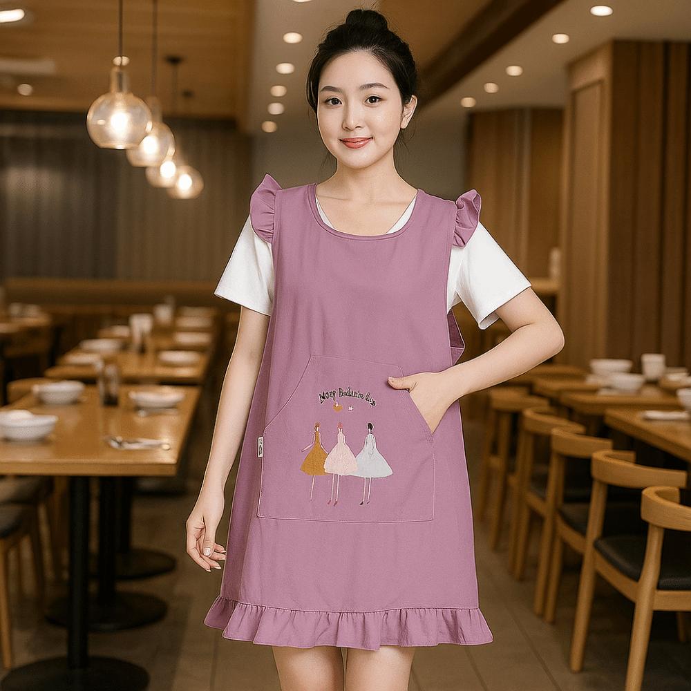 Breathable Waterproof Apron Soft Wide-Shoulder Apron Cartoon Kitchen Apron  Food Service