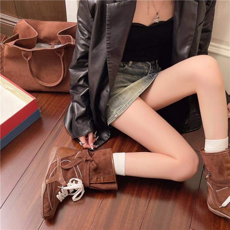 Casual Retro Versatile Inner Heightening Martin Boots British Round Head Lace-up Sports Short Boots