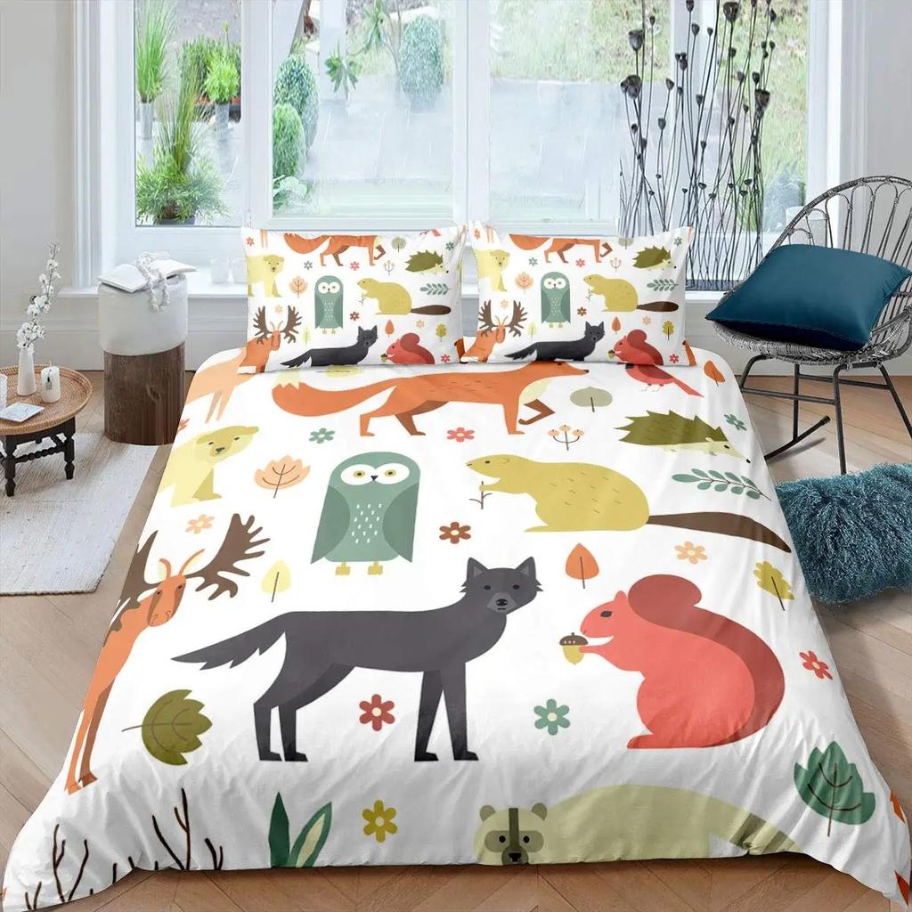 2025 Cartoon Rat King Queen Bedding Set Mouse Rodents Duvet Cover Funny Animal Love Heart Comforter Cover Polyester Quilt Cover