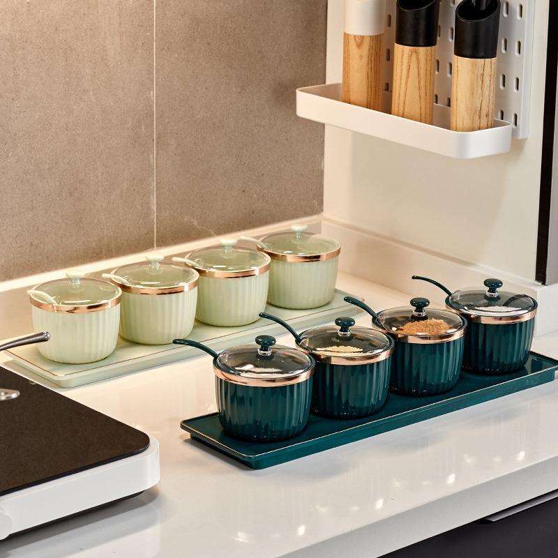 1PC Seasoning Storage Box Condiment Bottles Pepper Sugar Container Bowl Salt Shaker Jars Sesame Bottle With Lid Kitchen Accessories