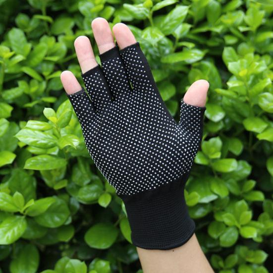 1 Pair Sports Gloves Fingerless Anti-slip Sun Protection Polyester Open Finger Fishing Tea Picking Gloves Outdoor Sports