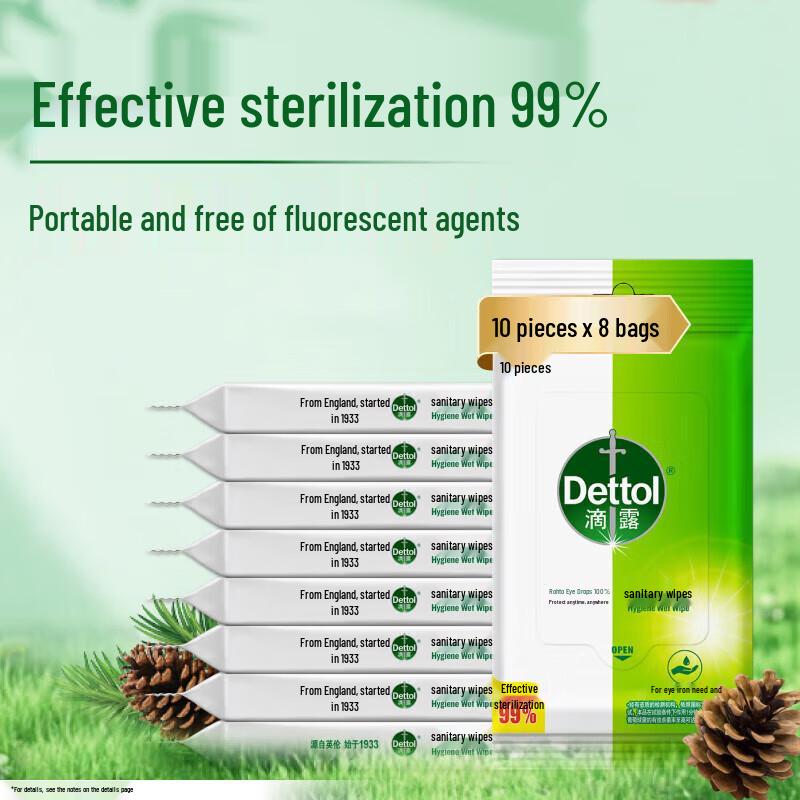 Dettol Disinfectant Wet Wipes (8x10 Count)