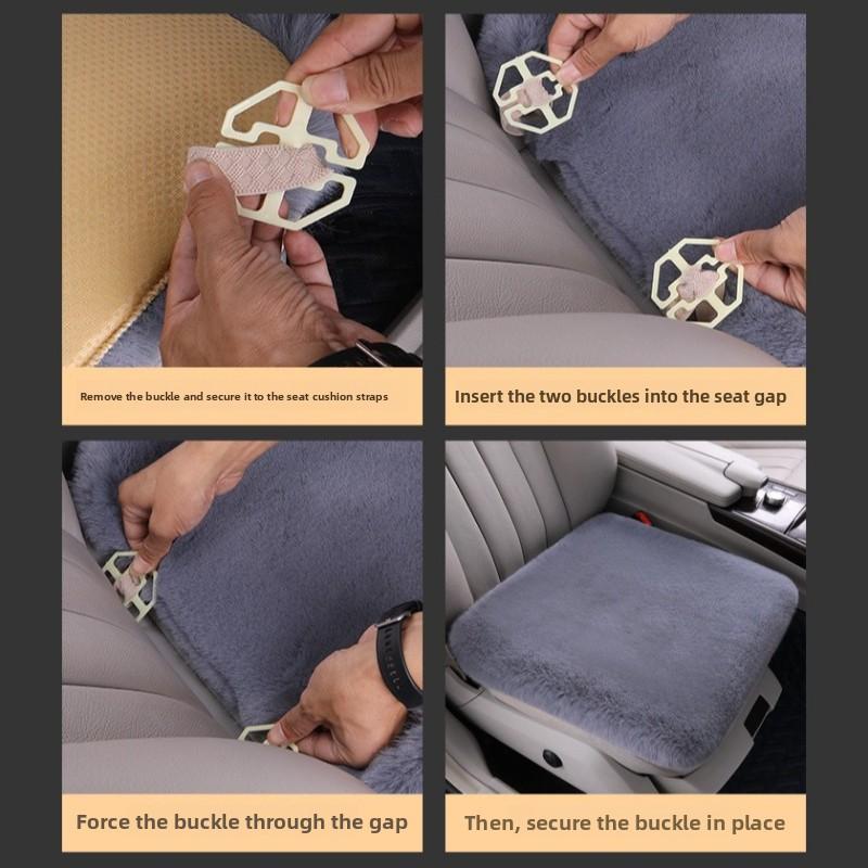 Car Seat Cushion Winter Plush Imitation Rabbit Fur Warm Single Seat Square Cushion Free Bundle Warm Seat Cover