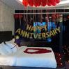 Happy Anniversary Balloon Set  Red Lips and Heart Aluminum Film Balloon Simulation Rose Petals for Valentine's Day Wedding