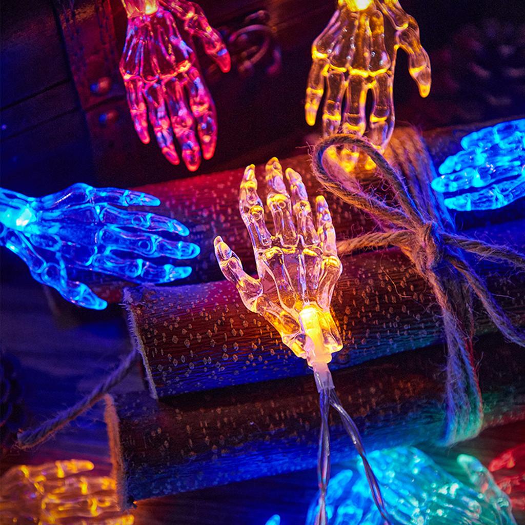 Halloween String Lights 20FT 40LEDs Transparent Skeleton Hand Shaped Decorative Hanging Lights