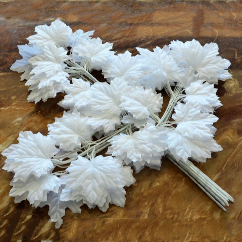 Gold & Silver Banyan and Ginkgo Leaves Fake Tree Branches for Wedding Decoration - Yellow Maple Leaves