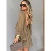 Womens Loose Ruffled Long Sleeve A Line Dress Casual