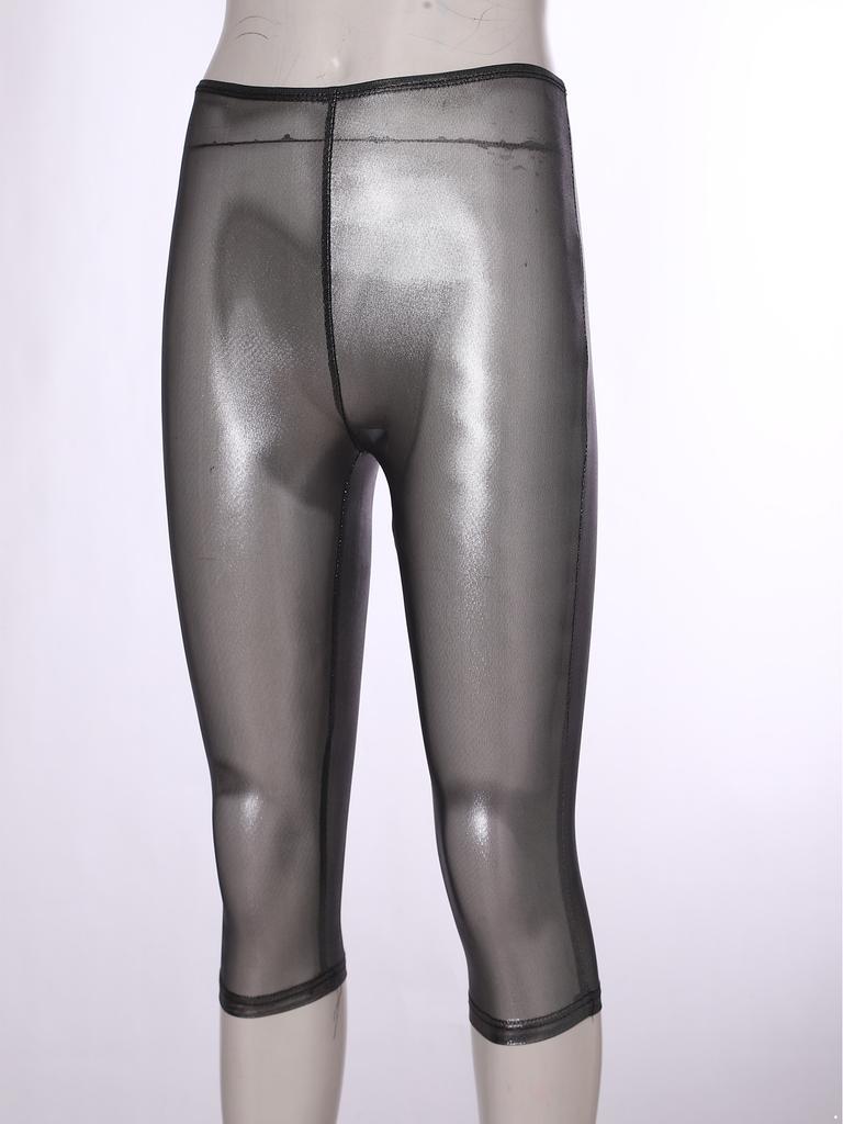 S-XXL Pantalons Capri Brillants Taille Haute pour Femmes Collants Semi-Transparents Pantalons de Plage pour Boîte de Nuit Raves Fête