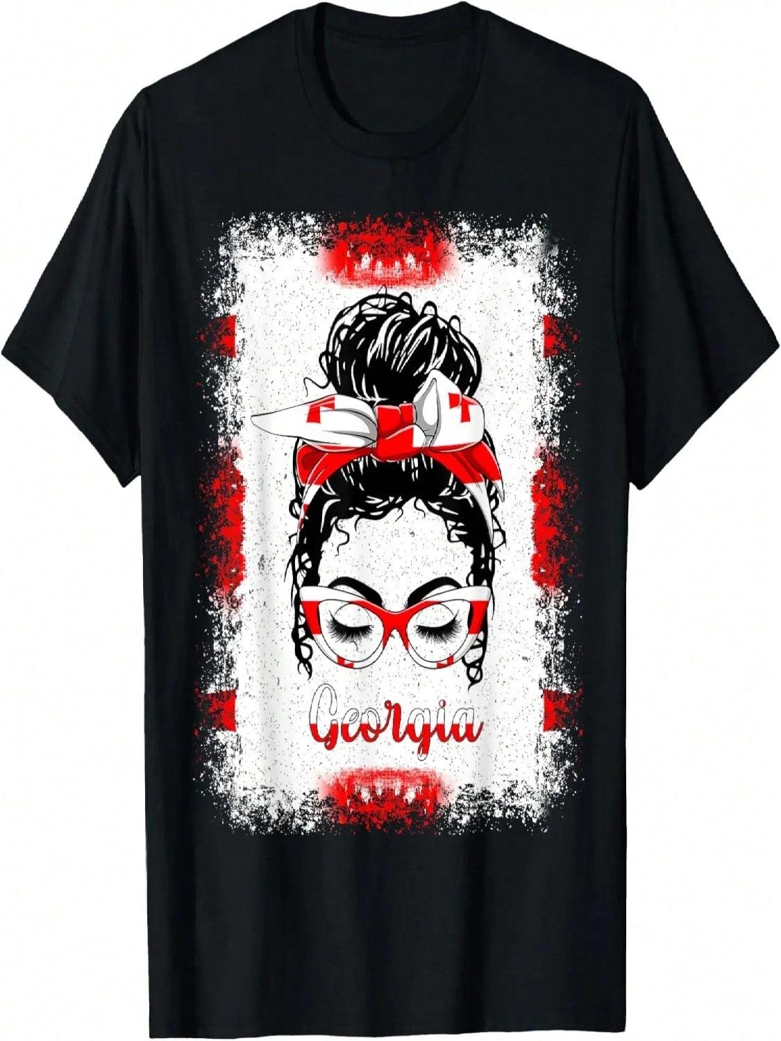 Messy Bun Girl Georgia Flag Georgian unisex Wounisex Kids T-Shirt S разноцветный