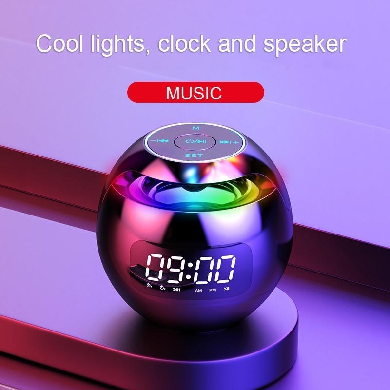 Multifunctional 5W Bass Bluetooth 5.0 Wireless Speaker with Clock Alarm Colorful LED Display FM Radio