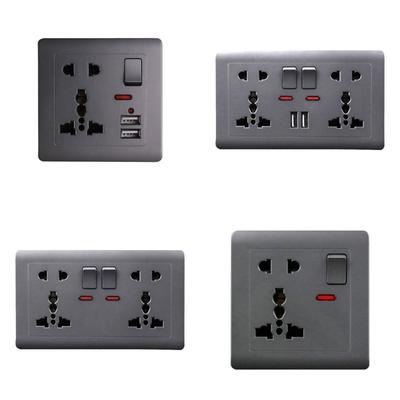 Black Universal International Wall Socket Standard Electrical Global Power Socket Switch 5-pin 13A Wall Outlet Home