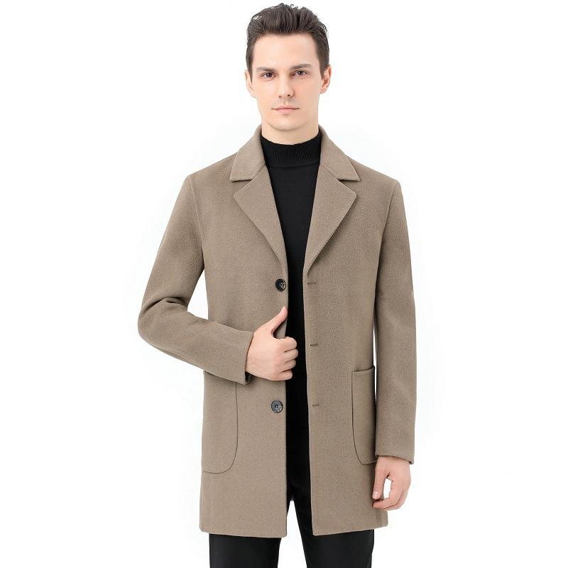 Autumn and Winter Wool Coat Men's Medium-length Cashmere Suit Collar Casual Business Casual Double-sided Woolen Coat Windbreaker