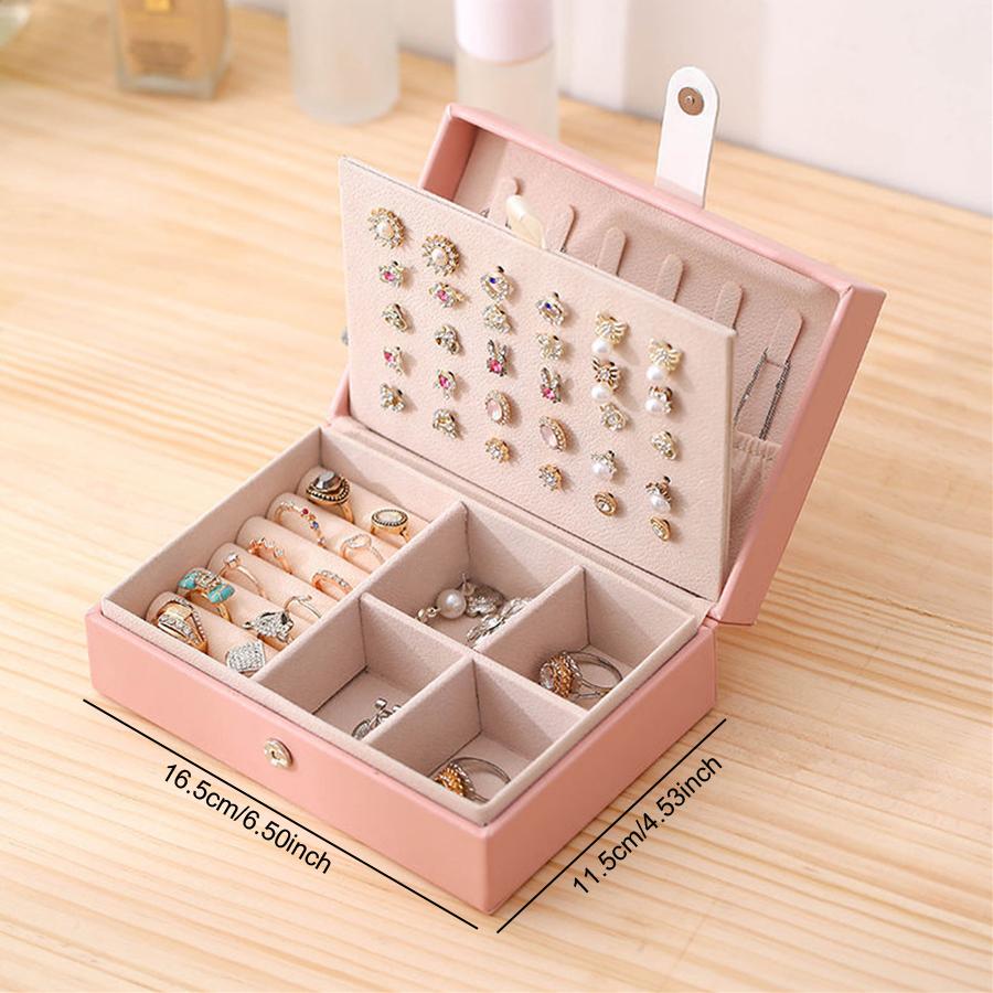 Trendy PU Leather Jewelry Boxes Portable Travel Stud Earring Ring Necklace Bracelet Storage Box Jewellery Display Case Organizer