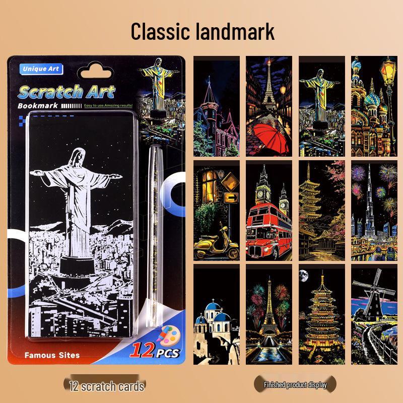 Färgglada DIY Skrapkonst Sticky Notes för Barn - Kreativa Stresslindrande Bokmärken