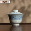 110ml Underglaze Hand-painted Poetry And Prose Gaiwan Handmade Tea Tureen Tea Bowl With Lid Kit Tea Maker Cover Bowl Tableware