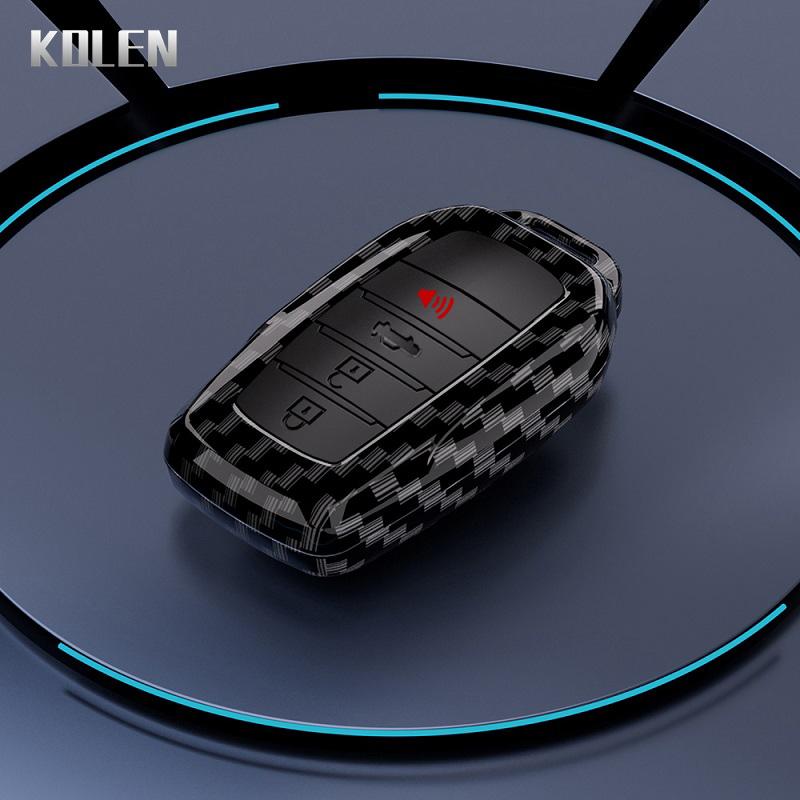 Abs Carbon Fiber Car Flip Key Case Cover For Toyota Sienna Rav4 Crown Hilux Fortuner Camry Land Cruiser Prado Venza Accessories