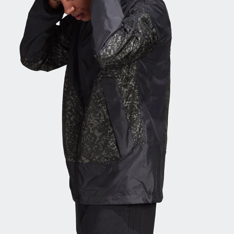 Adidas Originals Trefoil Logo Patchwork Casual Hooded Sports Jacket Men Jackets Black DW5170