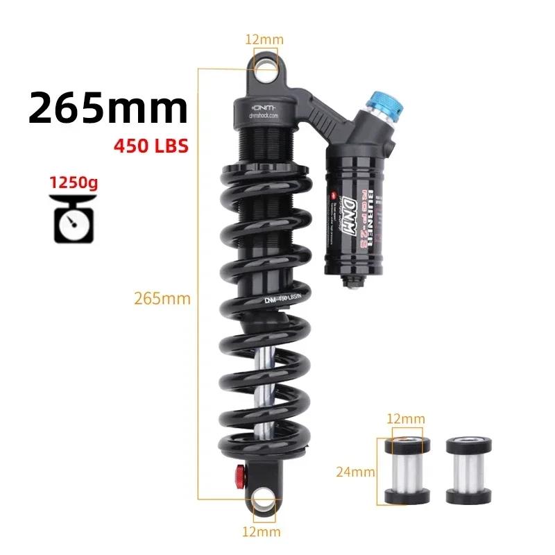 

DNM RCP2S MTB Rear Shock Absorber 190/200/210/220/240/265mm 550LBS Spring Soft Tail For AM/FR/DH/MTB Bicycle Shock Winter Riding 265mm