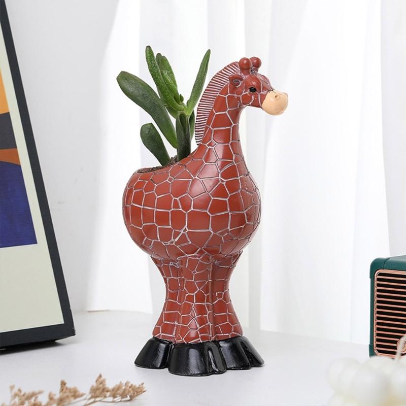 Creative Unique Giraffe/Zebras Shaped Succulent Holder Animal Plant Pot Tabletop Planter for Home or Office Decoration