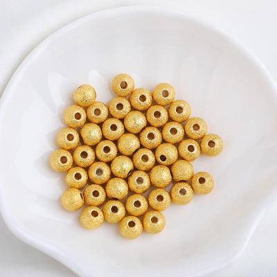 Perline distanziatrici rotonde satinate placcate oro per la creazione di gioielli fai-da-te, collane/braccialetti