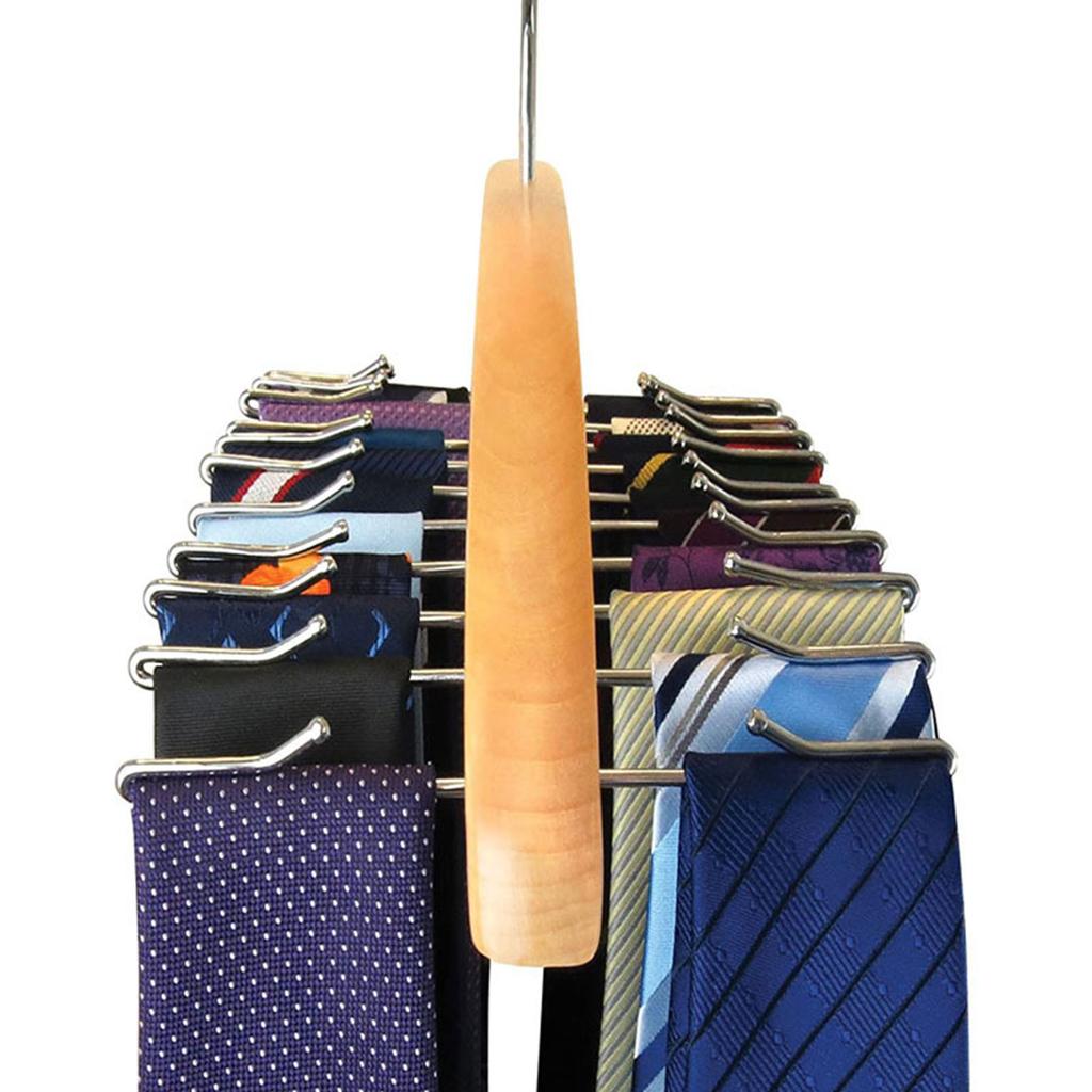 Multifunctional Wooden Hangers With 24 Hooks Belt Underwear Rack Hanger Space Saving Necktie Holder Closet Finishing Organizer