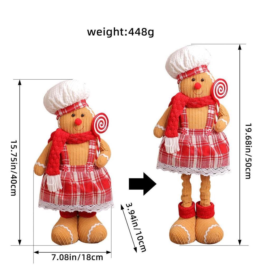 Stretchable Retro Snowflake Plaid Doll: Christmas Fabric Decoration for Hotel and Mall Desktops