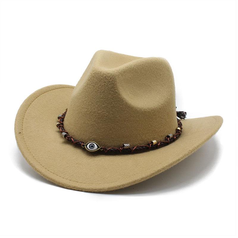Versatile Western Cowboy Hat Rolled Brim Hat Men'S And Women'S Tibetan Top Hat