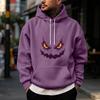 Men's Halloween Print Pullover Hoodie for Holiday Party and Cold