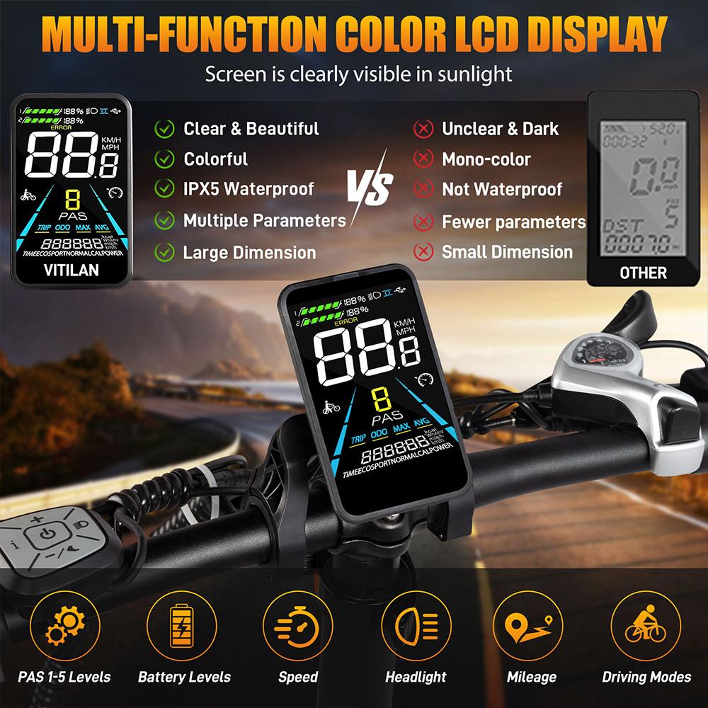 Electric Bicycle Vitilan V3 1200W Peak Motor 20" Fat Tire Foldable Electric Bike For Adult 48V 13AH LCD Display 7 Speed