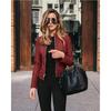 Dámská PU kožená bunda na zip Biker Jacket Ladies Blazer Coat Tops Outwear