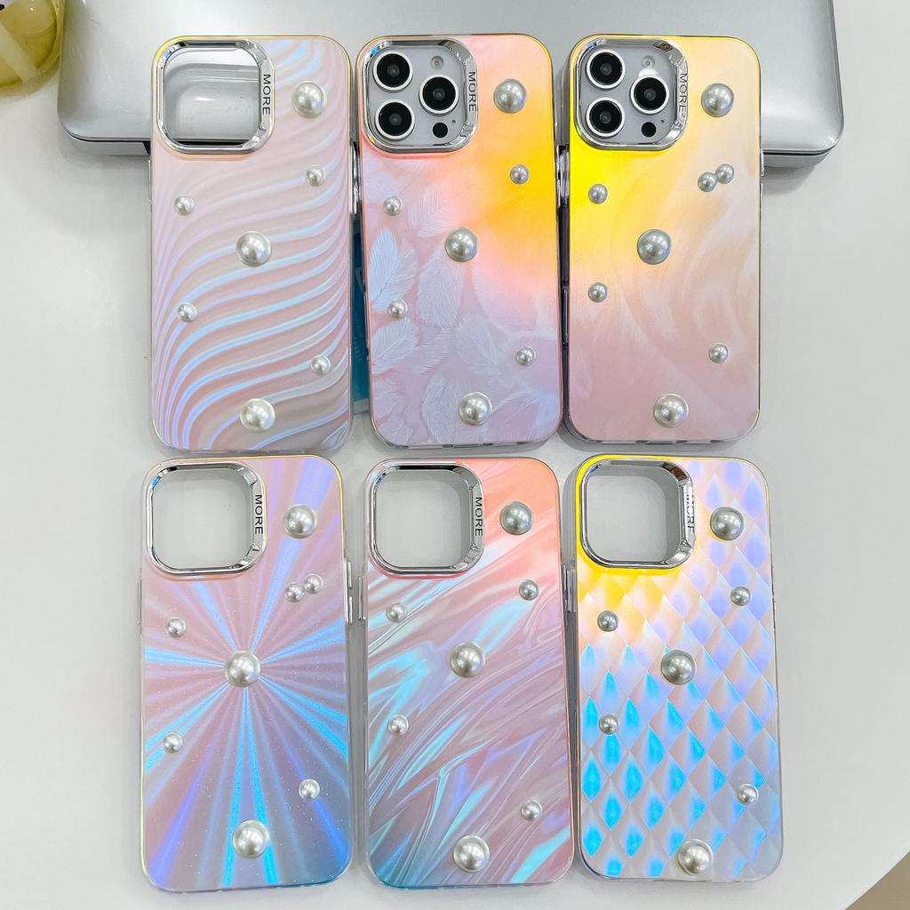 Electroplated Laser for IPhone16E Mobile Phone Case for Apple 15PROMAX Trendy Pearl 14 Protective Case