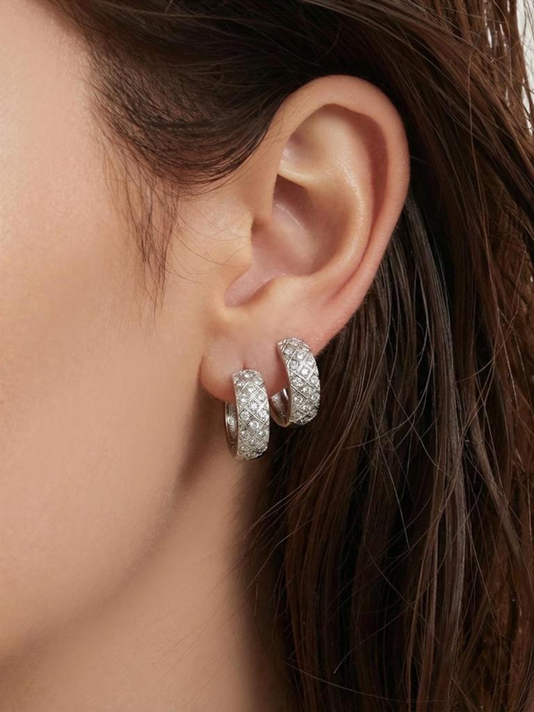 18k Gold-Plated Stainless Steel Plaid Zircon Earrings