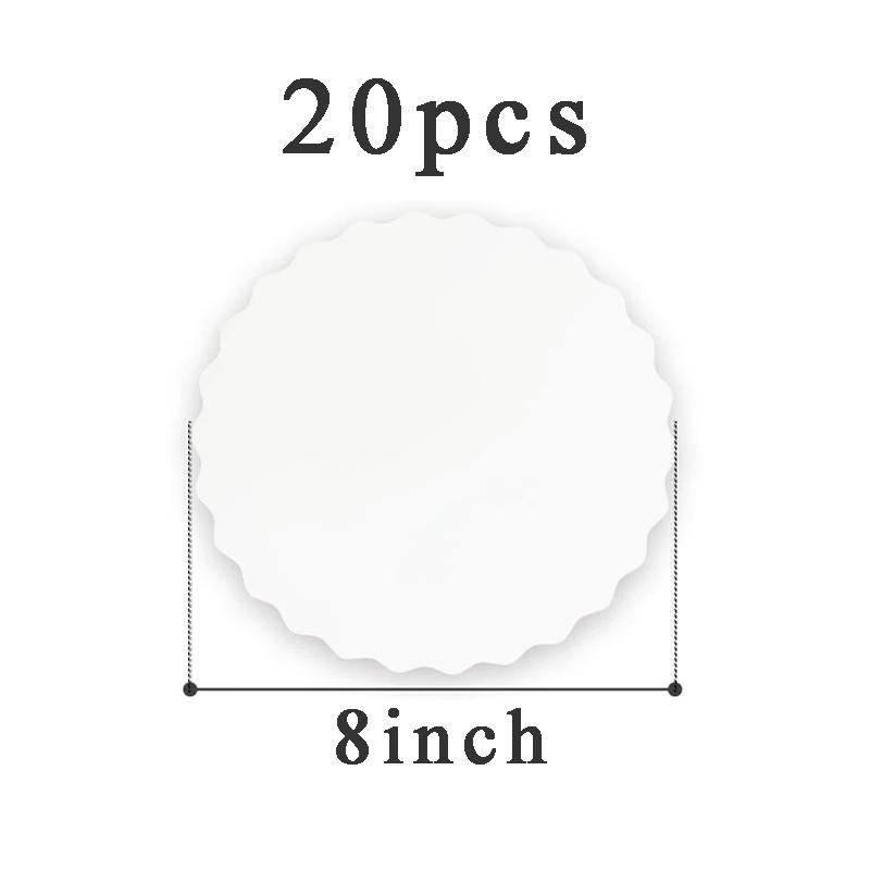 20PCS White Round Wavy Edge Cake Boards 6/8/10/12inch Food-Grade Disposable Corrugated Cake Circles Base Trays Cake Plates