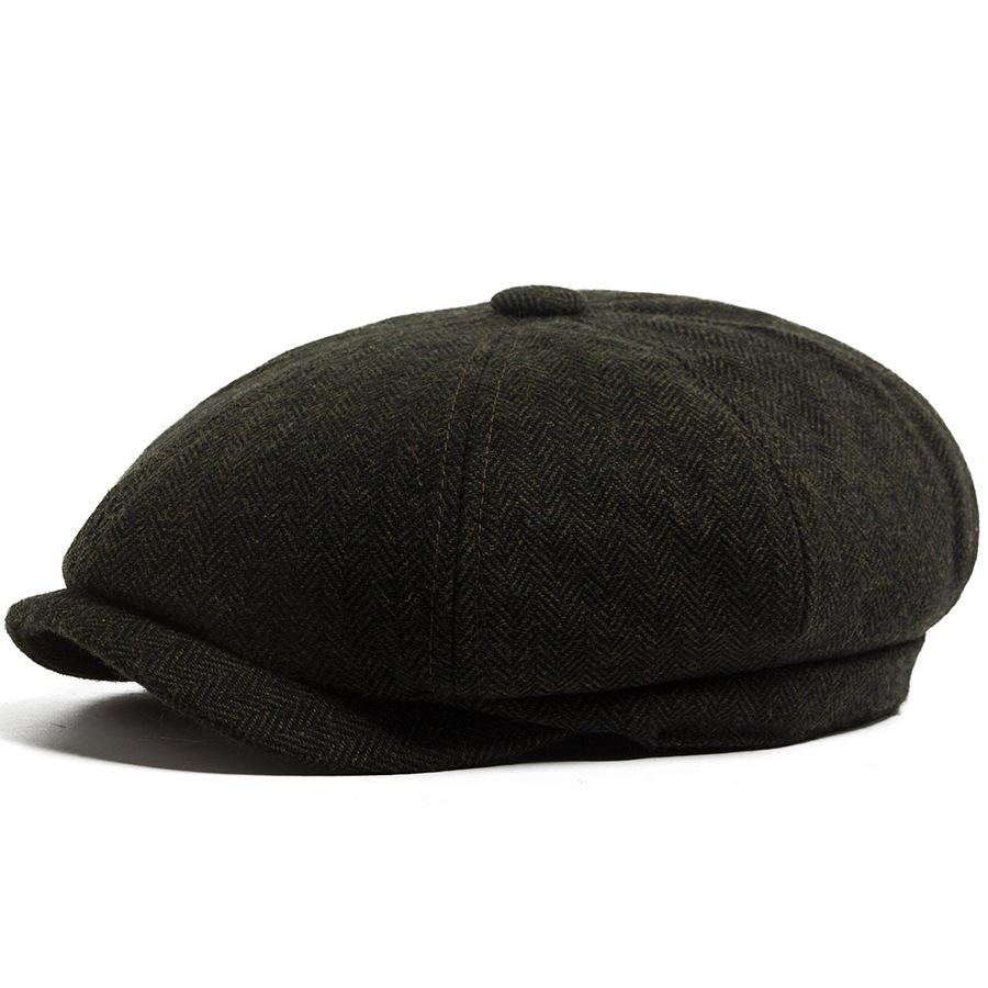 Men's Wool Felt Newsboy Cap: Herringbone Octagonal Beret for Fall/Winter