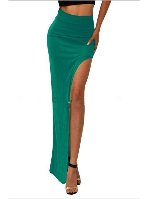 High Waist Sexy Multicolor Side Slit Bodycon Dress