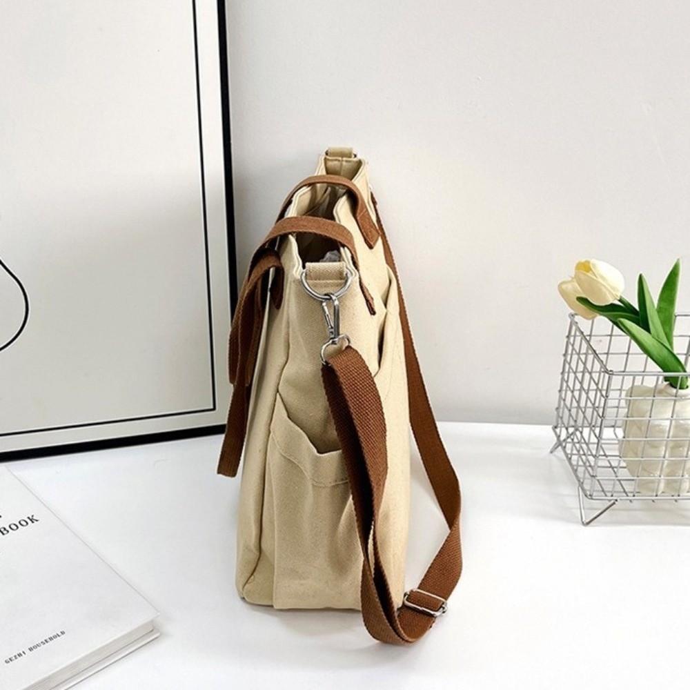 Thickened Canvas Handbag Multi-Pocket Storage Pouch Simple Large Capacity Tote Bag Shopping