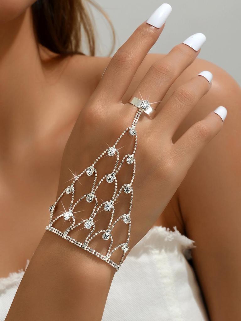 Trendige Strass-Fingerlose Handkette mit europäischem und amerikanischem Flair