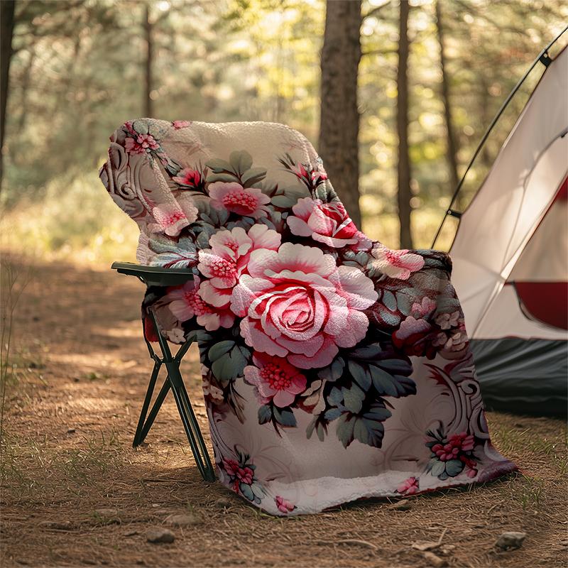 Floral Bouquet Print Flannel Blanket, Soft Warm Lightweight Throw Blanket for Living Room,Sofa Bed Camping Office
