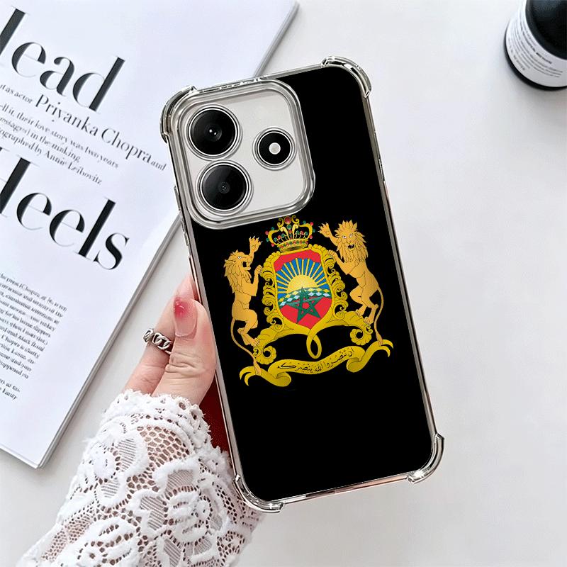 

Morocco Flag Plating Phone Case For Xiaomi Redmi Note 14 15 Pro Plus 13 12 11 11S 11T 10 9S 9 5G Anti-Fall Airabag Cover Redmi Note 14 Pro 5G