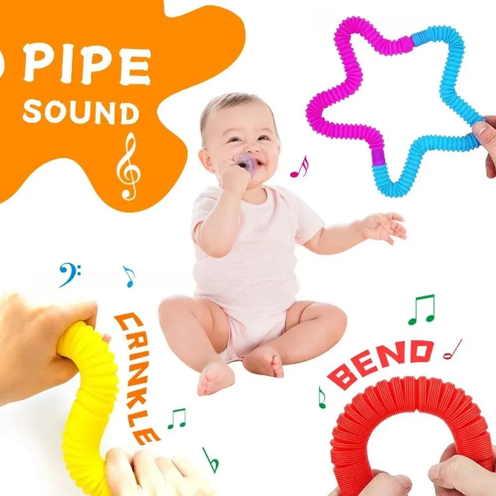 20PCS Colorful Telescopic Tube Stretching Tube Corrugated Fidget Toys Children Adult Stress Relief Toy Educational Folding Toys